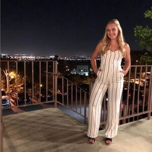 Lulus Striped White Jumpsuit